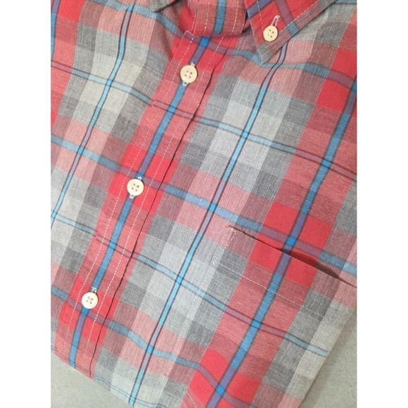 The Foundry Supply Co XLT Red Gray Plaid Easy Care Button Down Long Sleeve Shirt - Picture 3 of 10
